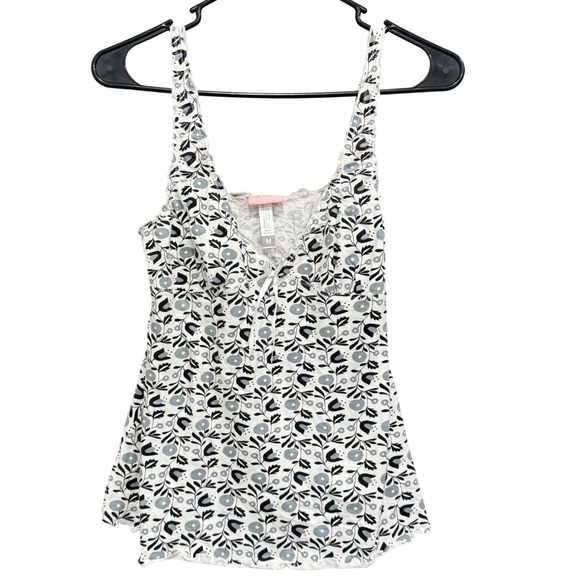 steve Tops - Steve Floral Tank Top - Black & Gray Sleeveless‎ Top - Size M Summer Stylish